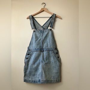 Free people denim overall mini dress